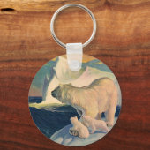 Vintage Polarbären auf Iceberg, frei lebendes arkt Schlüsselanhänger (Vorderseite)