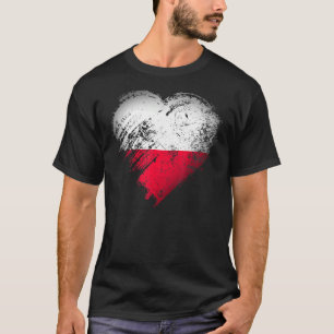Vintage Polen Herz Polen-Flagge für polnische Männ T-Shirt