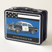 Vintage Polizeiautobahn - Blaue Linie Metall Brotdose (Rückseite)