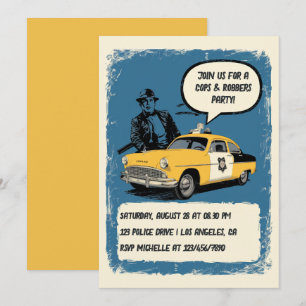 Vintage Polizisten und Robbers Themed Party Einladung
