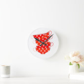 Vintage Polka-Dot-Teakholz Runde Wanduhr (Zuhause)