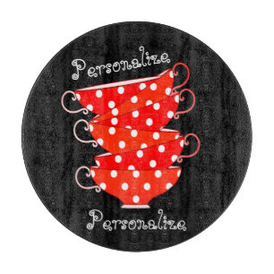 Vintage Polka-Dot-Teakholz Schneidebrett