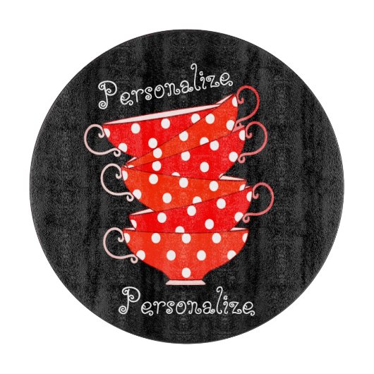 Vintage Polka-Dot-Teakholz Schneidebrett (Vorderseite)