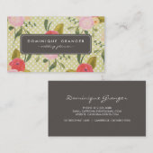 Vintage Polka Dots and Blume Business Card Visitenkarte (Vorne/Hinten)