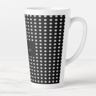 Vintage Polka Dots Schwarz Graufarbener Retroname Milchtasse