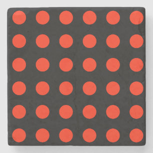 Vintage Polka Dots Schwarz Rot Retro Klassisch Steinuntersetzer