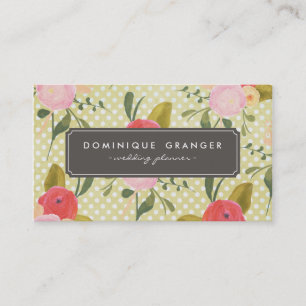 Vintage-Polka-Dots-und-Blumen-Geschäftskarte Visitenkarte