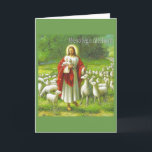 Vintage polnische Grußkarte zu Ostern Feiertagskarte<br><div class="desc">Retro / Vintage polnische Ostern Grußkarte. Jesus und seine Schafe! Jesus,  der gute Hirte! Wesołego Alleluja! Frohe Ostern!</div>