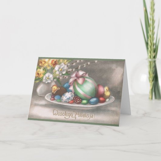 Vintage polnische Osterkarte Feiertagskarte (Vorderseite)