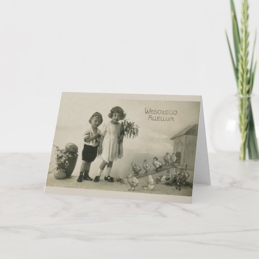 Vintage polnische Osterkarte Feiertagskarte (Vorderseite)