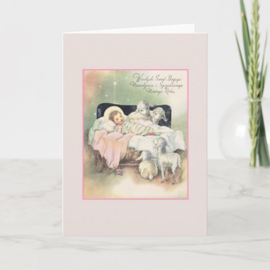 Vintage polnische Weihnachts- und Neujahrskarte Feiertagskarte (Vorderseite)