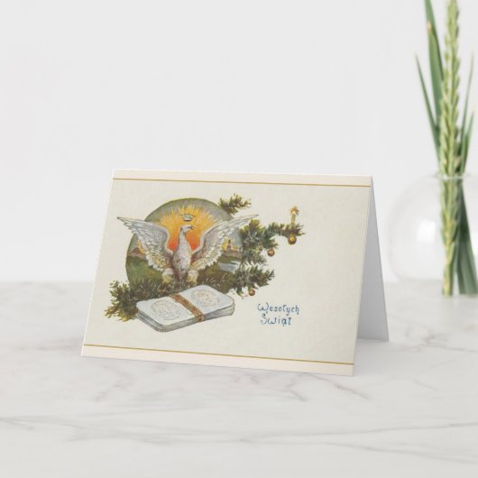 Vintage polnische Weihnachtskarte Feiertagskarte (Vorderseite)