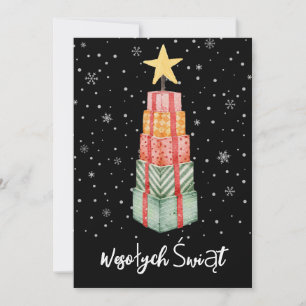 Vintage polnische Wesołych Świąt Weihnachtskarte Dankeskarte