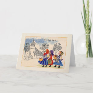 Vintage polnische Wesołych Świąt Weihnachtskarte Feiertagskarte