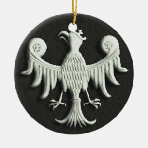 Vintage Polnischer Weißer Adler Keramikornament
