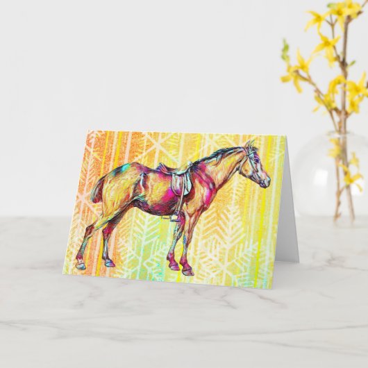 Vintage Polo Pony Art Card Karte (Gelbe Blume)