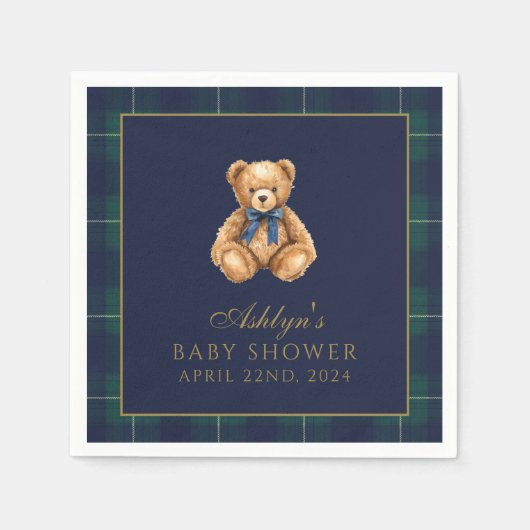 Vintage Polo Teddy Bear Baby Shower Napkins Serviette (Vorderseite)