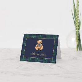 Vintage Polo Teddy Bear Baby Shower Thank You Card Dankeskarte