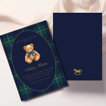 Vintage-Polo-Teddybär-Baby-Shower-Einladung