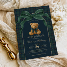 Vintage-Polo-Teddybär-Grün-Karo-Baby-Party