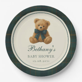 Vintage-Polo-Teddybär-Junge-Baby-Party Pappteller