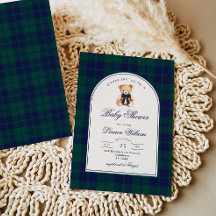 Vintage-Polo-Teddybär Navy-Kariert Baby-Party