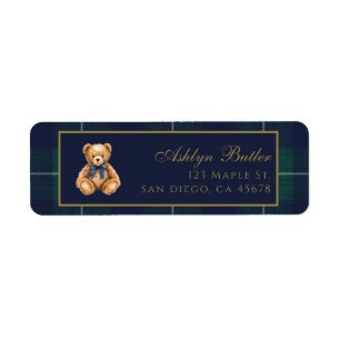 Vintage-Polo-Teddybär-Rücksende-Adressetikett