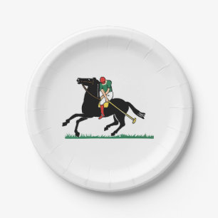 Vintage-Polospieler auf Pony Pappteller