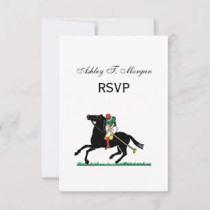 Vintage-Polospieler auf Pony RSVP Karte