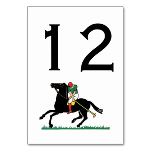 Vintage-Polospieler auf Pony Tischnummer