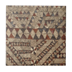 Vintage polynesische Tapa-Stoffmuster-Diamant Fliese
