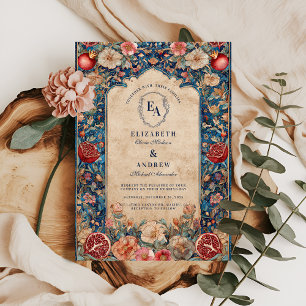 Vintage Pomegranate Botanische Hochzeit Einladung