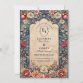 Vintage Pomegranate Botanische Hochzeit Einladung (Vorderseite)