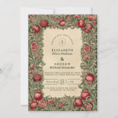 Vintage Pomegranate Garden Wedding Einladung (Vorderseite)
