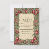 Vintage Pomegranate Garden Wedding RSVP Karte (Vorderseite)
