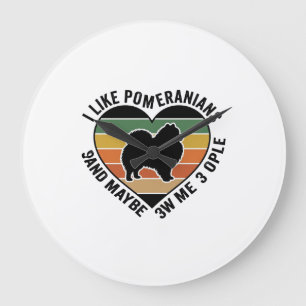 Vintage-Pomeranian-Herz-Zitat-Hunde-Liebhaber-Shir Große Wanduhr