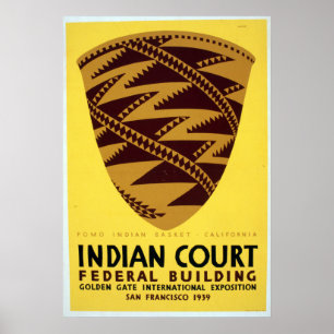 Vintage Pomo Indian Basket San Francisco WPA Poster