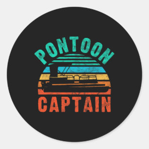 Vintage-Ponton-Kapitän-Bootsbesitzer-Bootsfahrt-Bo Runder Aufkleber