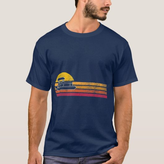 Vintage Pontoon Boat Silhouette Retro 90er T-Shirt (Vorderseite)
