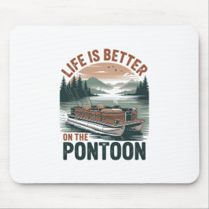 Vintage Pontoon Kapitän Pontoonboot Urlaub Sommer Mousepad