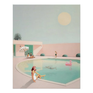 Vintage-Pool-Glossy-Plakat Poster
