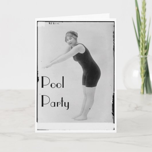 Vintage Pool Party Einladung (Vorderseite)