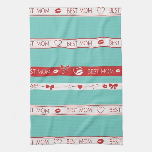 Vintage Pop Art Beste Mutter Liebesmuster Geschirrtuch (Vertikal)