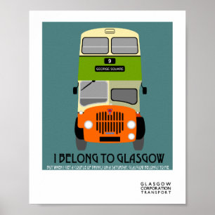 Vintage Pop-Kunst Bus doppelten Deckers Glasgows Poster