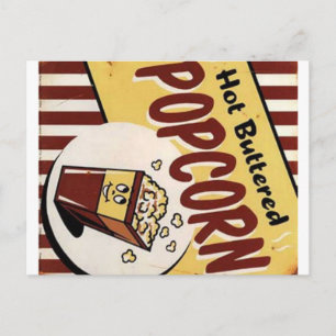 Vintage Popcorn-Anzeige mit Hot-Buttered-Buttering Postkarte