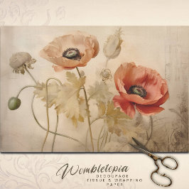 Vintage Poppies auf dekoupage Seidenpapier