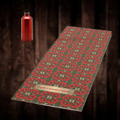 Vintage Poppies Gold Red Art Nouveau Pattern Yogamatte