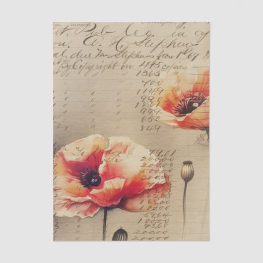 Vintage Poppies Journal IV Seidenpapier (Vorderseite)