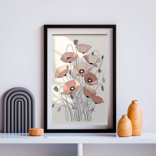 Vintage Poppy Meadow II – Botanische Illustration Poster