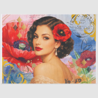 Vintage Poppy Muse Decoupage-Seidenpapier Seidenpapier